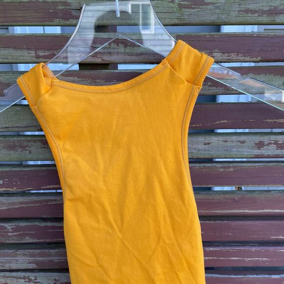 Simon Miller Keao Bodysuit Sleeveless Racerback Criss Cross Top Yellow M/L NWT - Picture 6 of 12